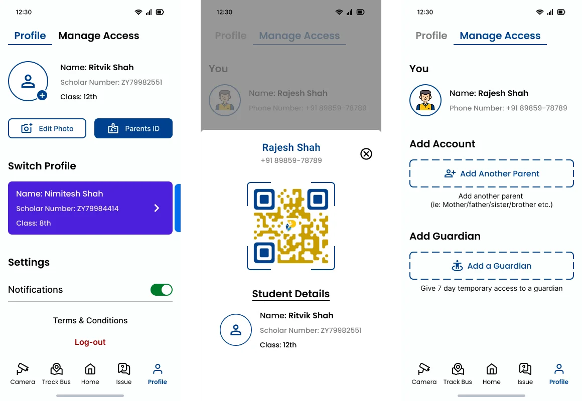 Parent app - Profile management