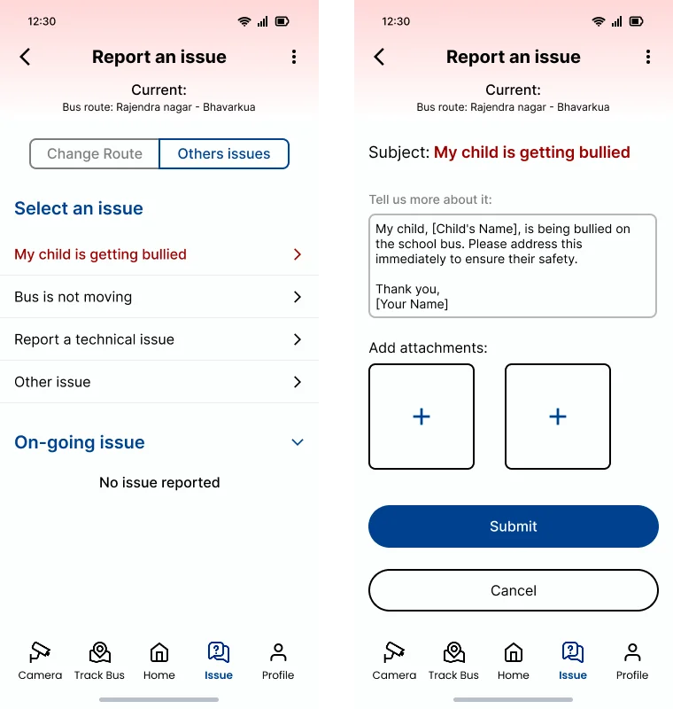 Parent app - Report bullying