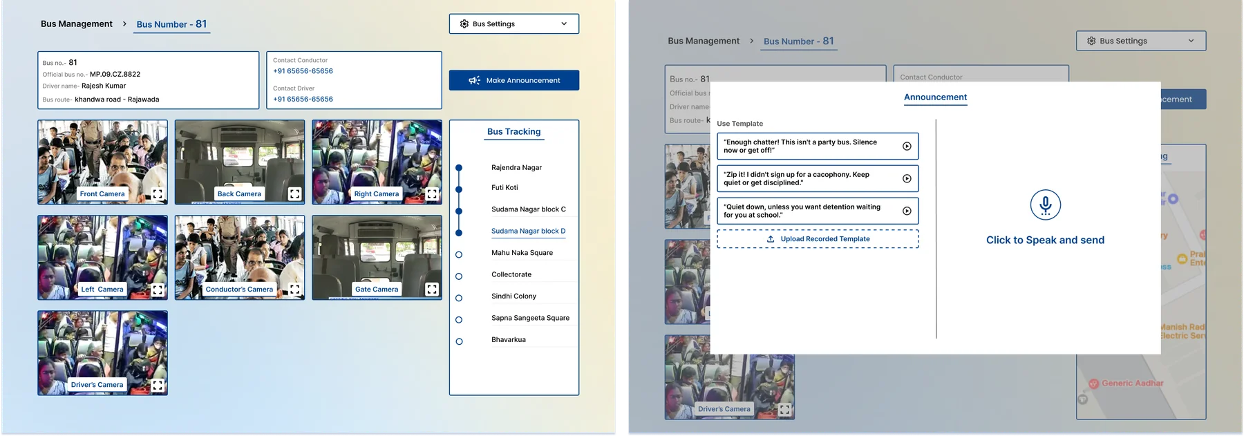 School web panel - Bus view